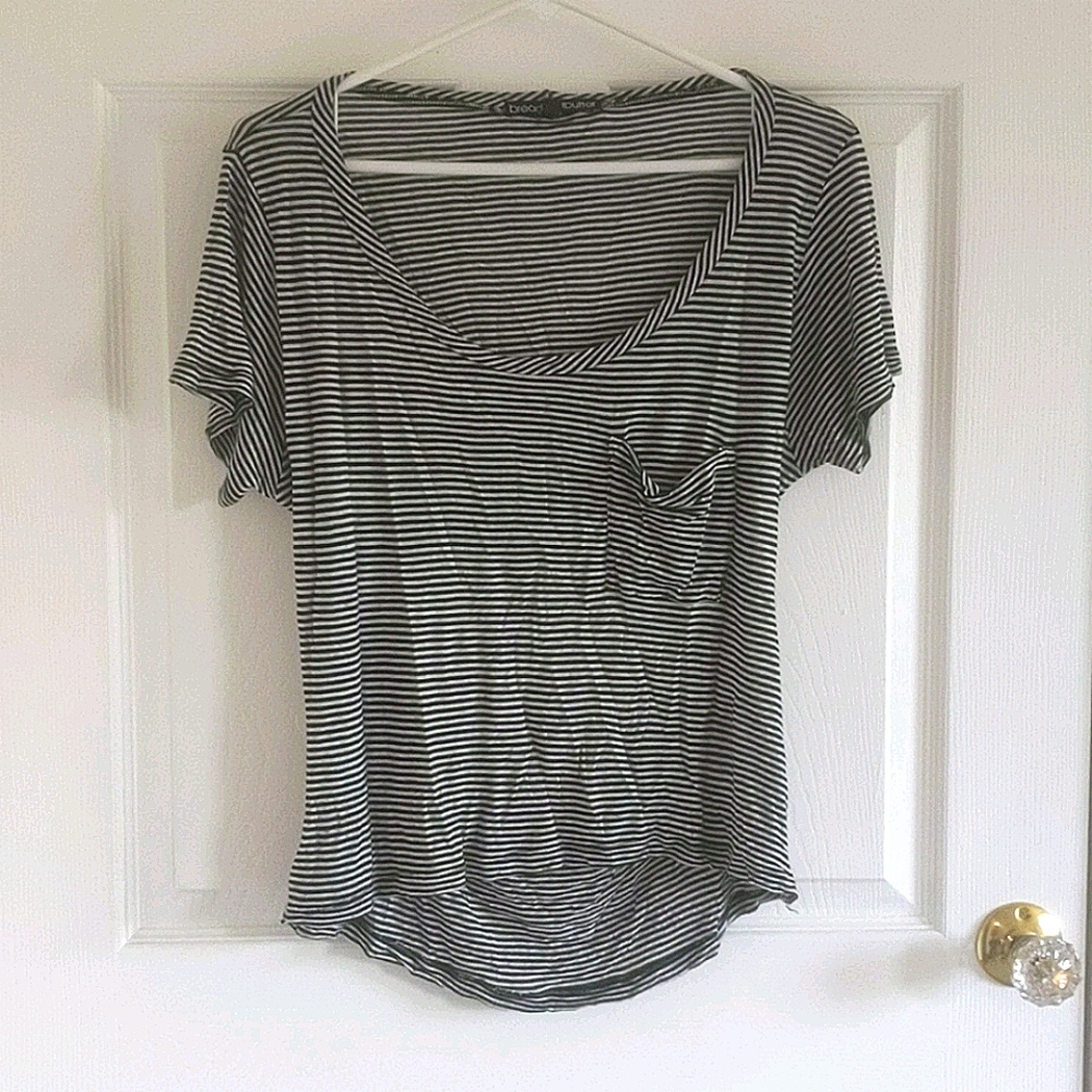 Bread and Butter Navy White Open Back Striped T